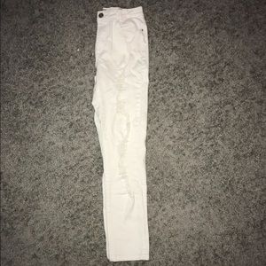 White High-Rise Ripped Jeans